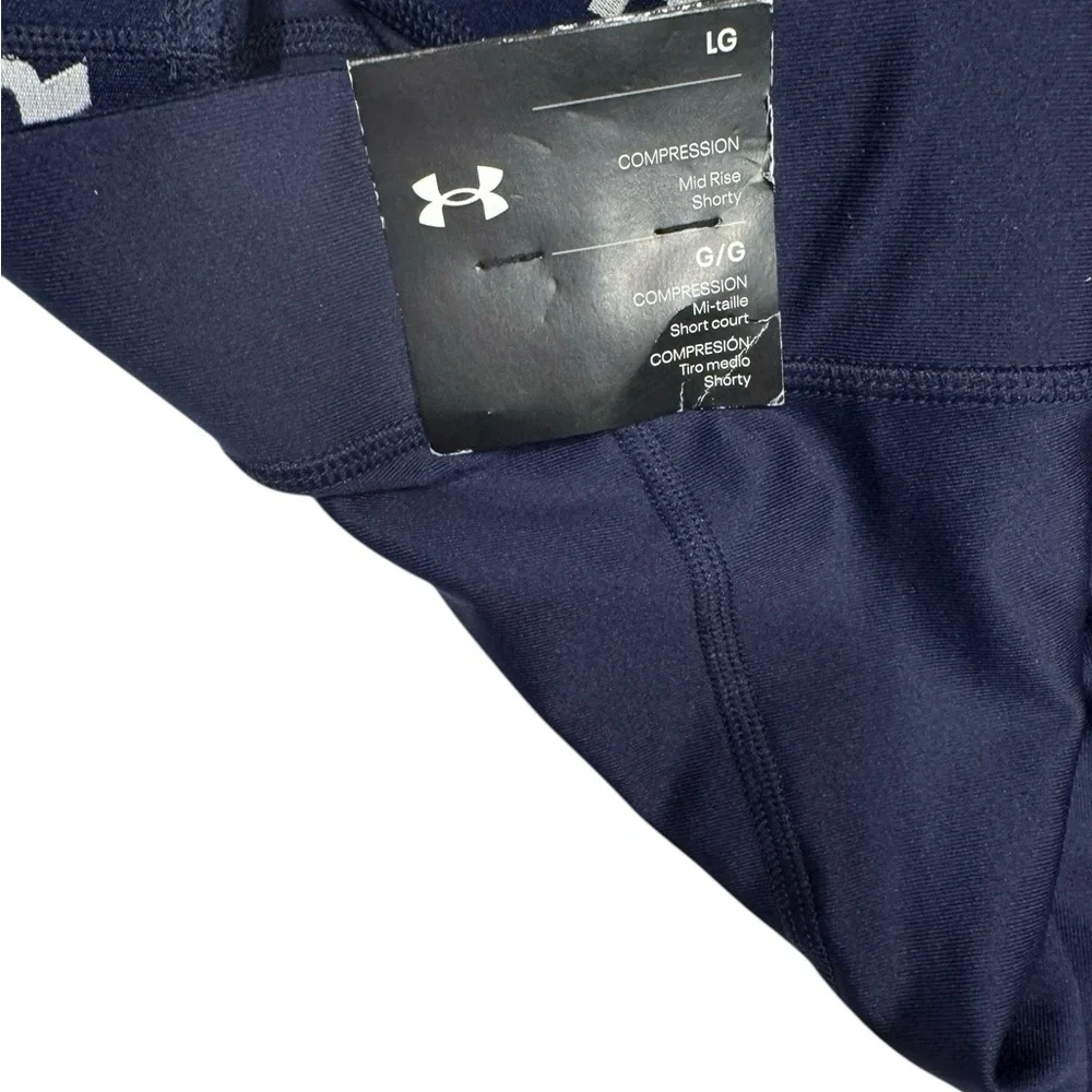 UNDER ARMOUR Compression Mid Rise Shorty Navy Blue Activewer Short NWT Large